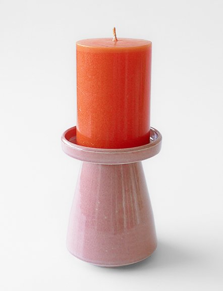 Ceramic Pastel Pink Pillar Candle Holder - Maroma