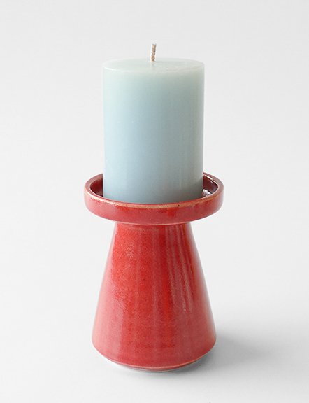 Ceramic Dark Orange Pillar Candle Holder - Maroma