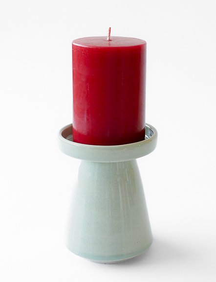 Ceramic Pastel Green Pillar Candle Holder - Maroma