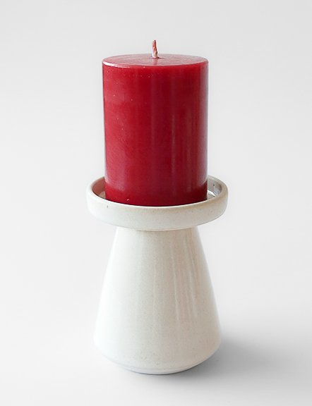 Ceramic White Pillar Candle Holder - Maroma